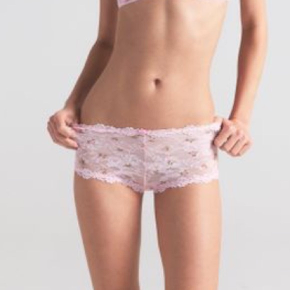 NWT Skims Women's Pink Boy Short floral lace - Picture 2 of 9